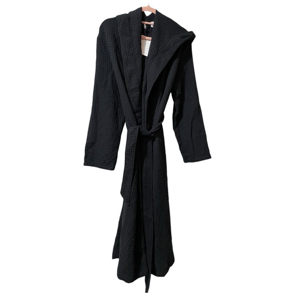 Nordstrom Men’s Waffle Knit Hooded Size Medium Cotton Black NWT - Picture 2 of 7